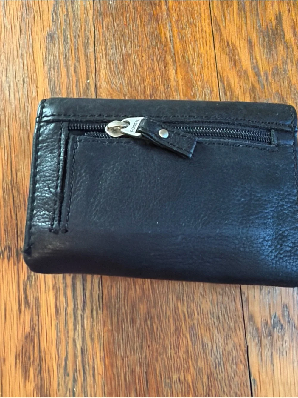 FOSSIL Long Live Vintage 1954 Trifold Wallet Women’s Black Leather 5.5'x4